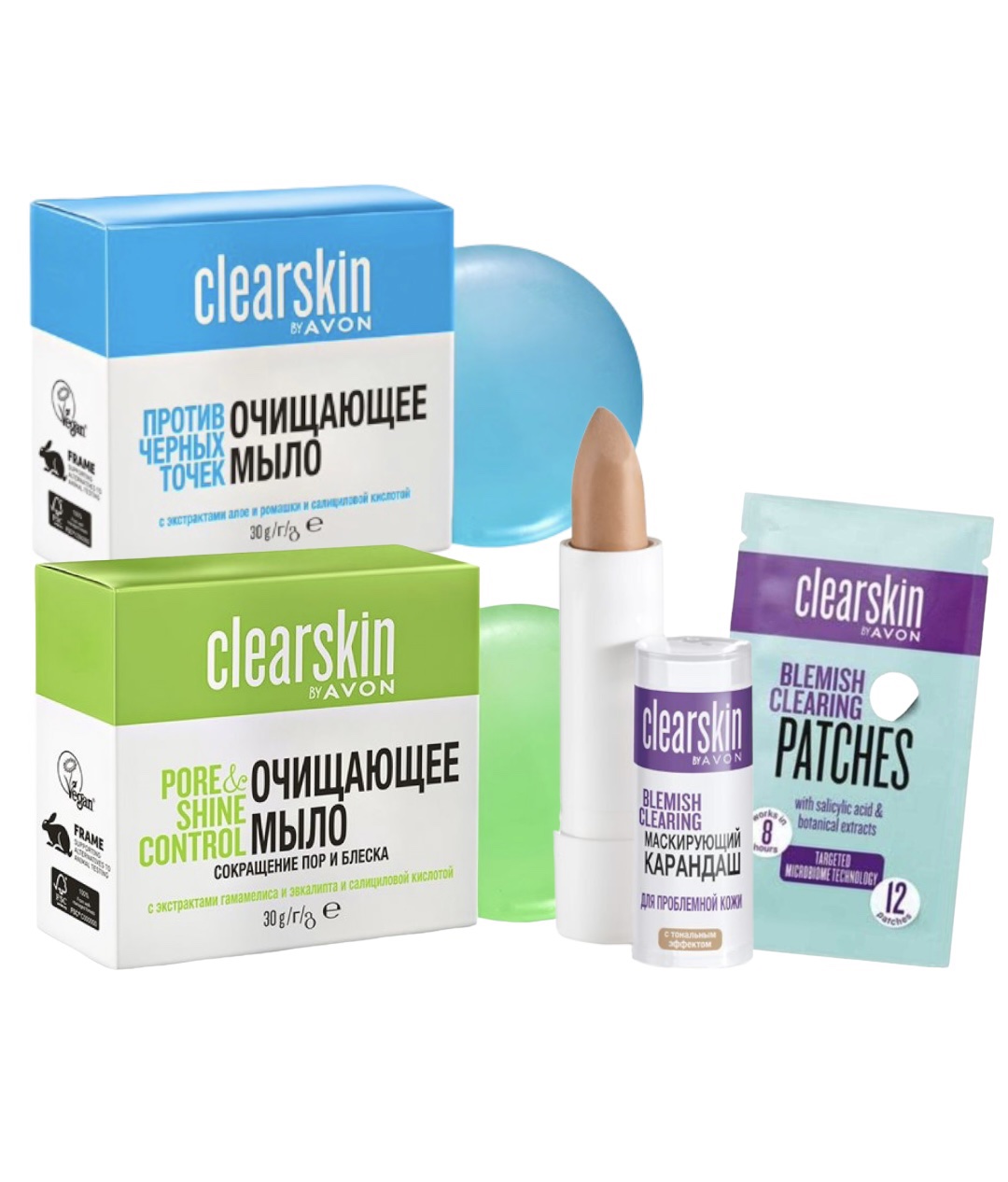 Н-р "Clear Skin": точечные патчи + мыло 2 вида + маскирующий карандаш д/проблемной кожи